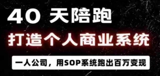 40天陪跑打造个人商业系统，一人公司，用SOP系统跑出百W变现-月亮湾网创资源站