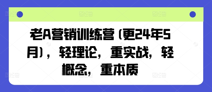 老A营销训练营(更25年7月)，轻理论，重实战，轻概念，重本质-月亮湾网创资源站
