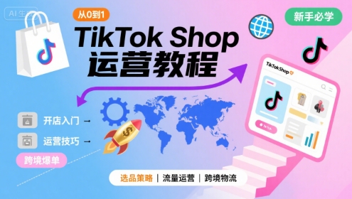 TikTok Shop从0到1运营教程，TikTok跨境电商新手必学课程-月亮湾网创资源站