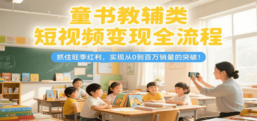 童书教辅类短视频变现全流程，抓住旺季红利，实现从0到百万销量的突破！-月亮湾网创资源站