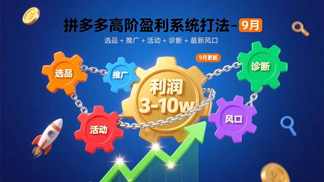 拼多多高阶盈利系统打法-9月：选品+推广+活动+诊断+最新风口，月利润3-10w-月亮湾网创资源站