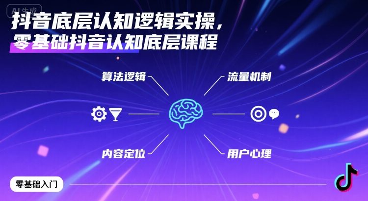 抖音底层认知逻辑实操，零基础抖音认知底层课程-月亮湾网创资源站