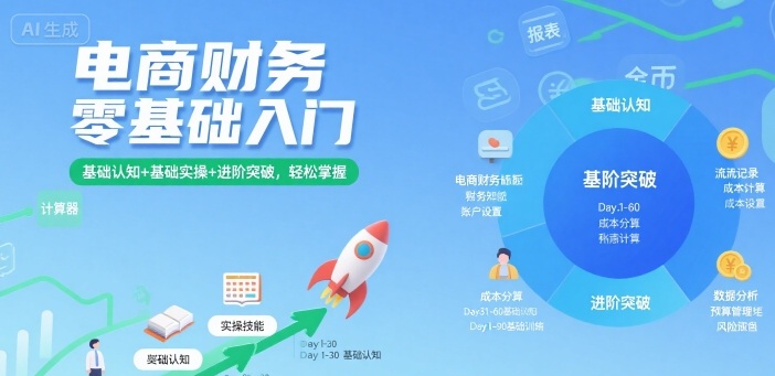 电商财务零基础入门，基础认知+基础实操+进阶突破，轻松掌握-月亮湾网创资源站