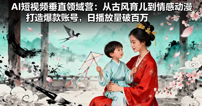AI短视频垂直领域营：从古风育儿到情感动漫，打造爆款账号,日播放量破百万-月亮湾网创资源站