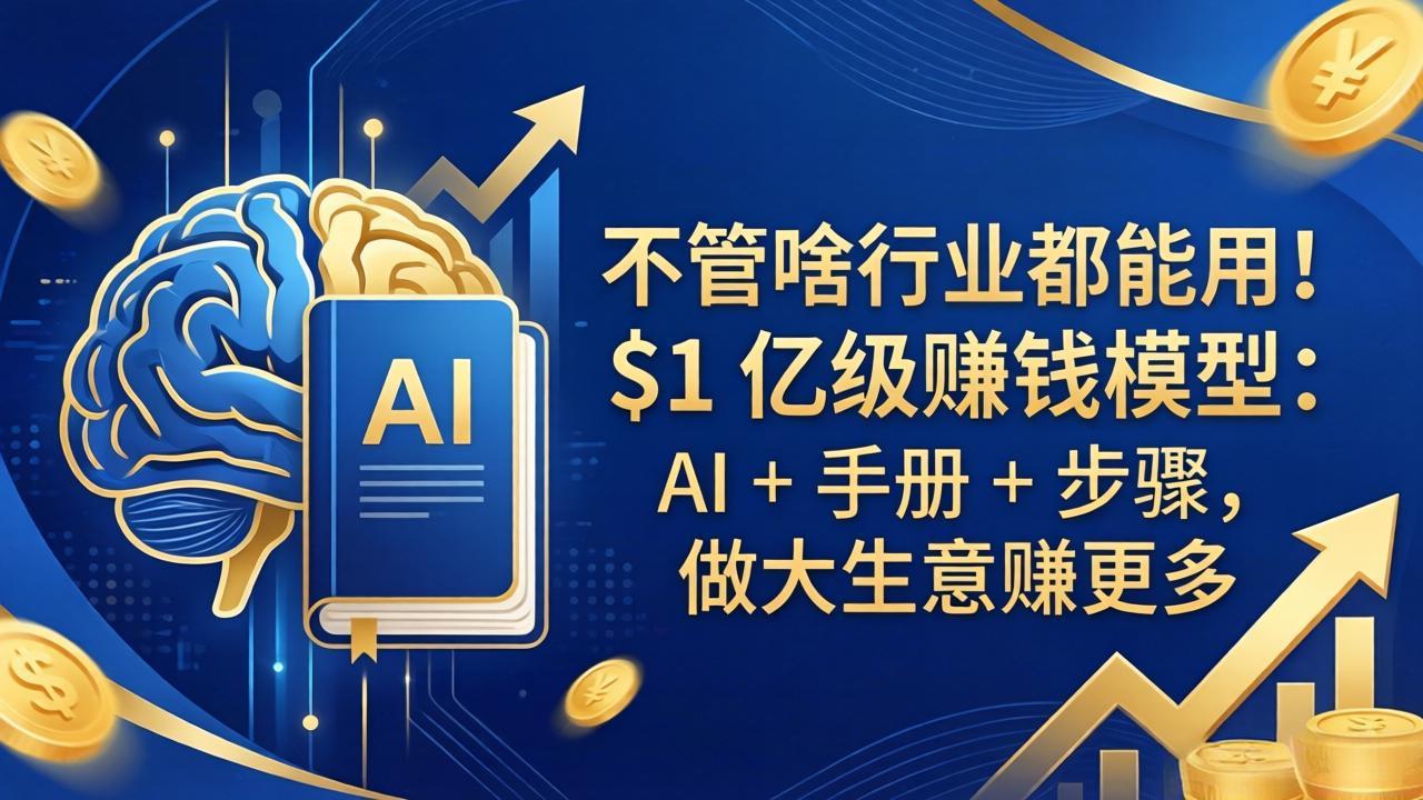 不管啥行业都能用！$1 亿级赚钱模型：AI + 手册 + 步骤，做大生意赚更多-月亮湾网创资源站