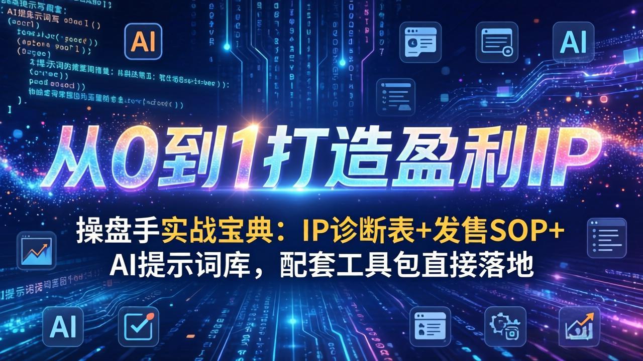 操盘手实战宝典：IP诊断表+发售SOP+AI提示词库，配套工具包直接落地，从0到1打造盈利IP-月亮湾网创资源站