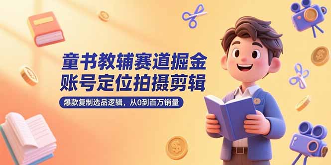 童书教辅赛道掘金，账号定位拍摄剪辑，爆款复制选品逻辑，从0到百万销量-月亮湾网创资源站