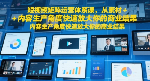 短视频矩阵运营体系课，从素材+内容生产角度快速放大你的商业结果-月亮湾网创资源站