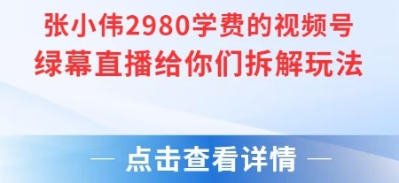 张小伟2980付费额视频号绿幕直播给你们拆解玩法-月亮湾网创资源站