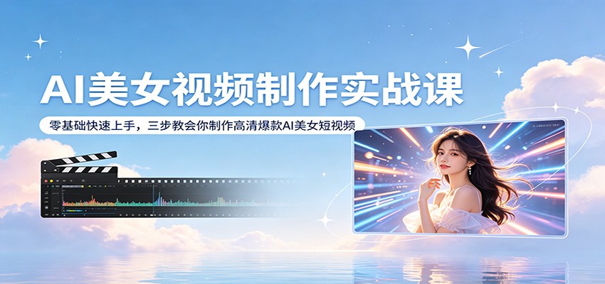 AI美女视频制作实战课：零基础快速上手，三步教会你制作高清爆款AI美女短视频-月亮湾网创资源站