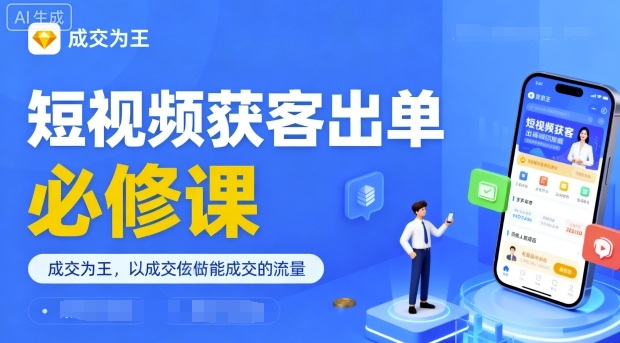 短视频获客出单必修课，成交为王，以成交为导向，直接做能成交的流量-月亮湾网创资源站