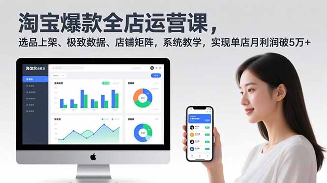 淘宝爆款全店运营课2.0，选品上架、极致数据、店铺矩阵，系统教学，实现单店月利润破5万+-月亮湾网创资源站