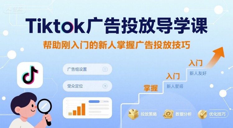 Tiktok广告投放导学课，帮助刚入门的新人掌握广告投放技巧-月亮湾网创资源站