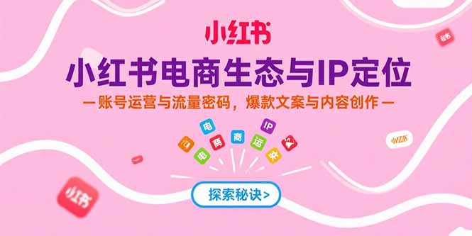 小红书电商生态与IP定位，账号运营与流量密码，爆款文案与内容创作-月亮湾网创资源站