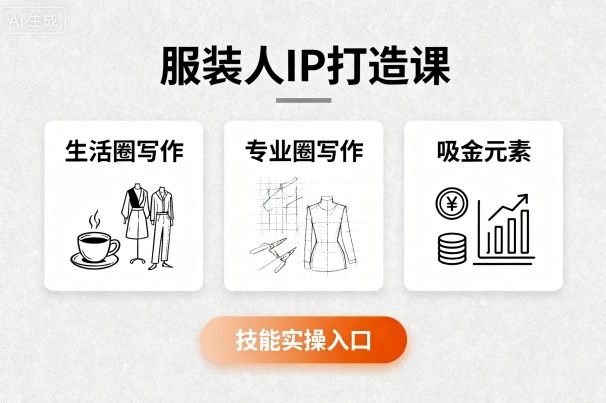 服装人IP打造课，文案创富+生活圈写作+专业圈写作+服装人专属+吸金元素+技能实操-月亮湾网创资源站