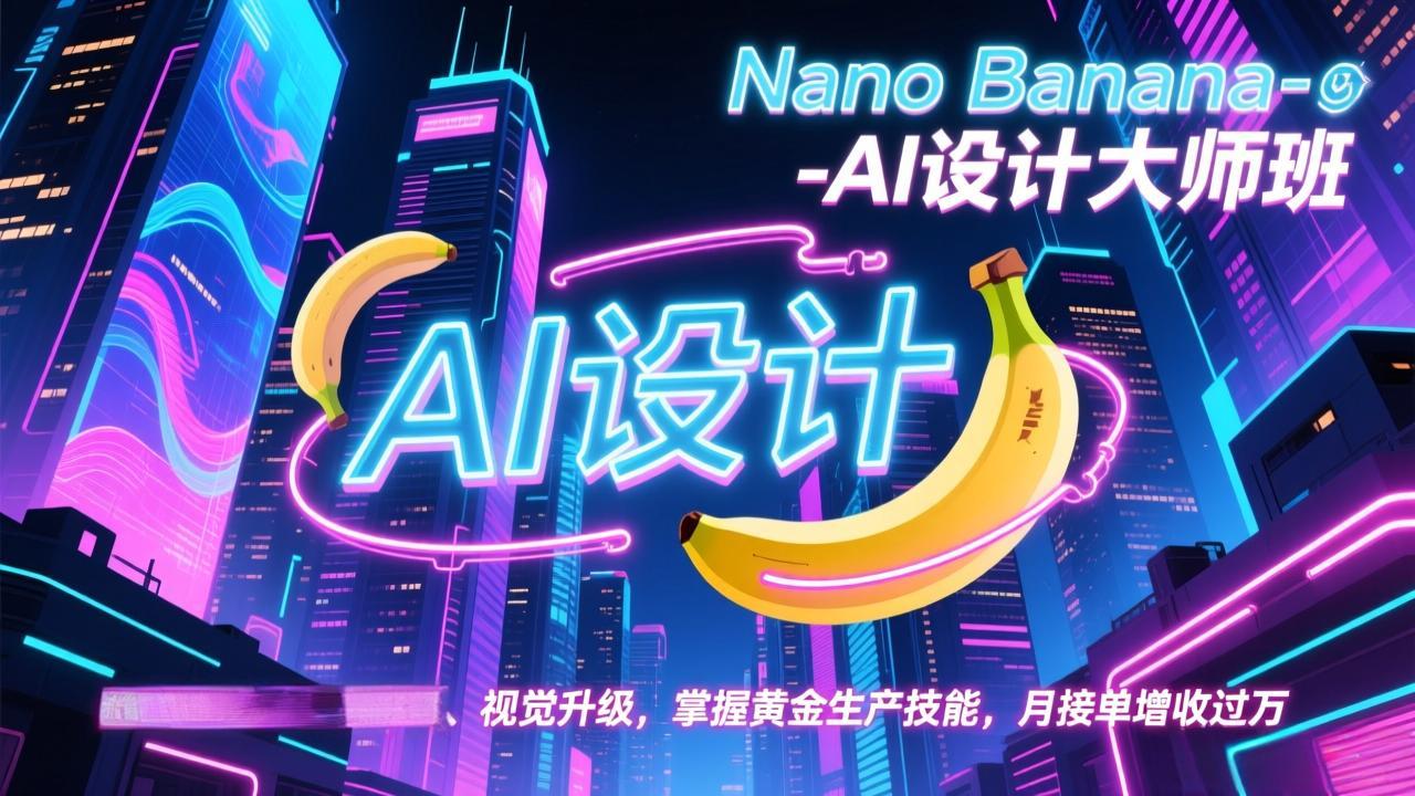 Nano Banana-AI设计大师班，修图合成、广告创作、视觉升级，掌握黄金生产技能，月接单增收过万-月亮湾网创资源站