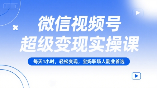 微信视频号超级变现实操课，每天1小时，轻松变现，宝妈职场人副业首选-月亮湾网创资源站