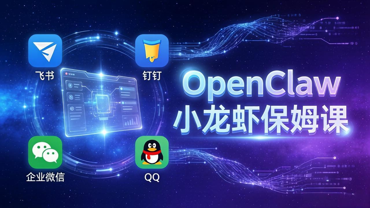 OpenClaw小龙虾保姆课： Windows/macOS/Linux/Docker全系统安装，飞书+钉钉+企业微信+QQ 全接入-月亮湾网创资源站