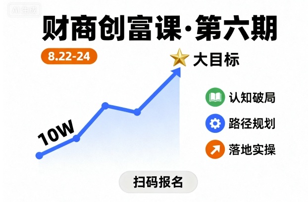 财商创富课第六期8月22-24号，如何从10W起步，一步步实现大目标-月亮湾网创资源站