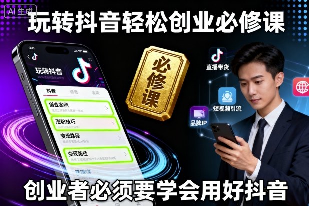 玩转抖音轻松创业必修课，创业者必须要学会用好抖音-月亮湾网创资源站