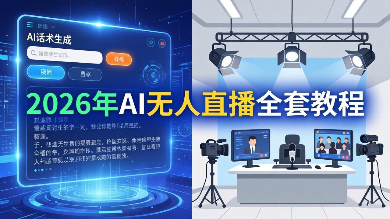 2026年AI无人直播全套教程：OBS安装+软件配置+直播间搭建+话术生成+一键开播实操-月亮湾网创资源站