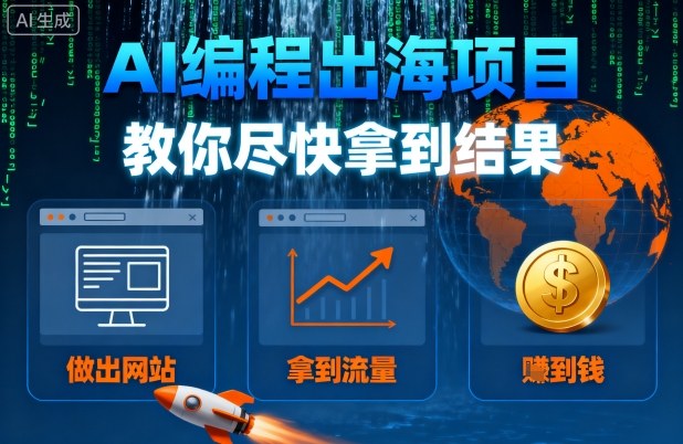 AI编程出海项目，教你尽快拿到结果-做出网站、拿到流量、賺到钱-月亮湾网创资源站