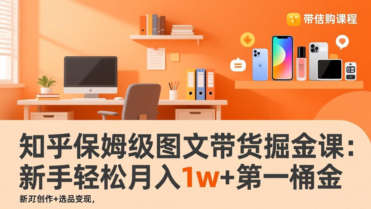 知乎保姆级图文带货掘金课：账号打造+爆文创作+选品变现，新手轻松月入1w+第一桶金-月亮湾网创资源站