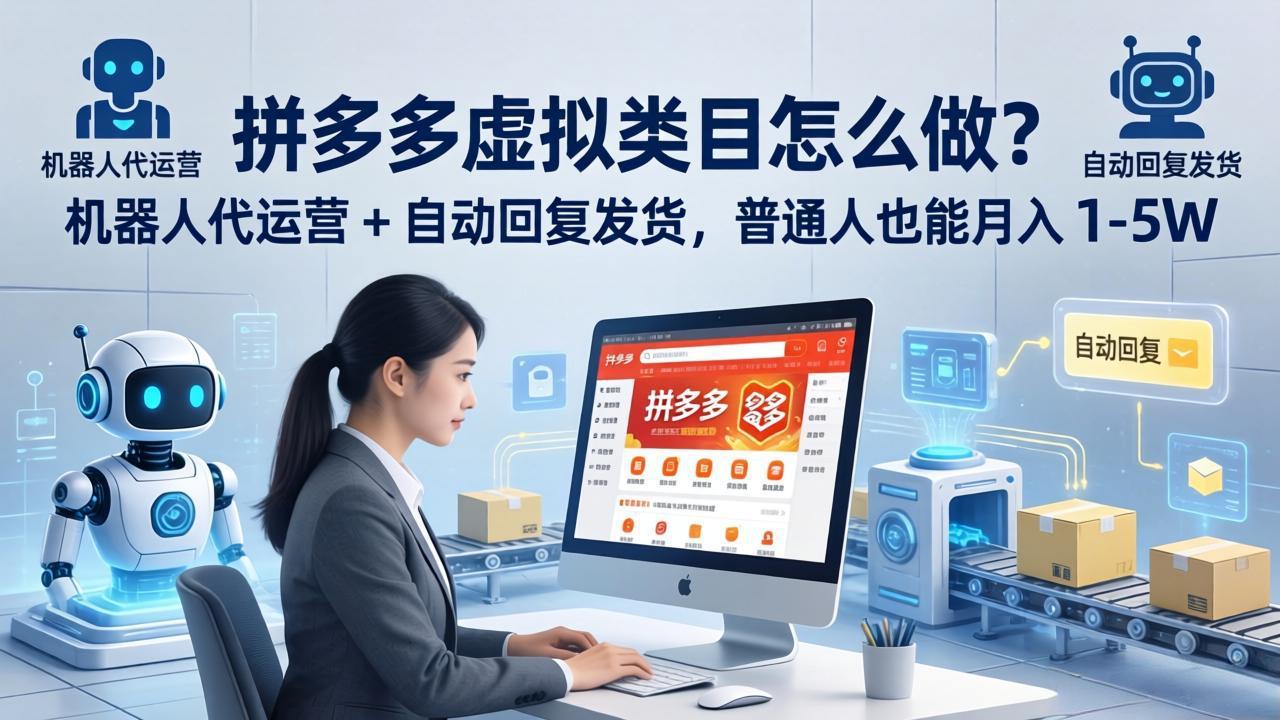 拼多多虚拟类目怎么做？机器人代运营 + 自动回复发货，普通人也能月入 1-5W-月亮湾网创资源站