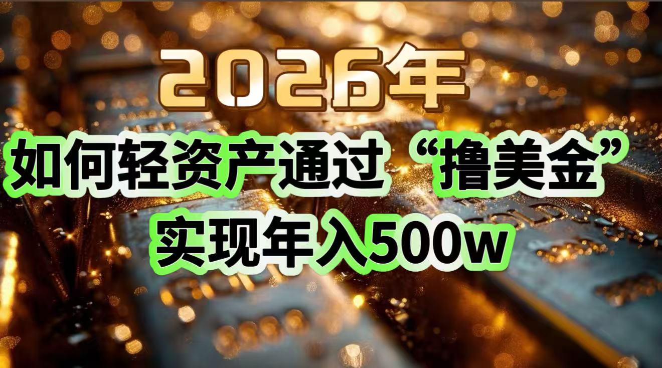 2026年如何轻资产通过“撸美金”实现年入500w-月亮湾网创资源站