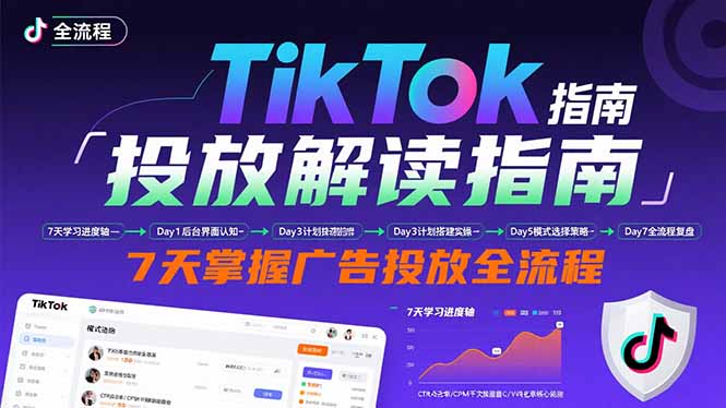 TikTok投放解读指南：后台操作/计划建立/模式选择，7天掌握广告投放全流程-月亮湾网创资源站