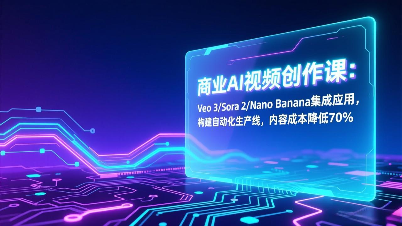 商业AI视频创作课：Veo 3/Sora 2/Nano Banana集成应用，构建自动化生产线，内容成本降低70%-月亮湾网创资源站