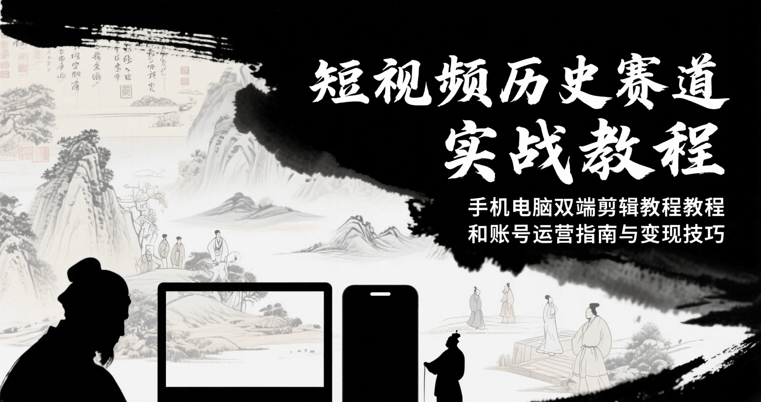 短视频历史赛道实战教程，手机电脑双端剪辑教程和账号运营指南与变现技巧-月亮湾网创资源站