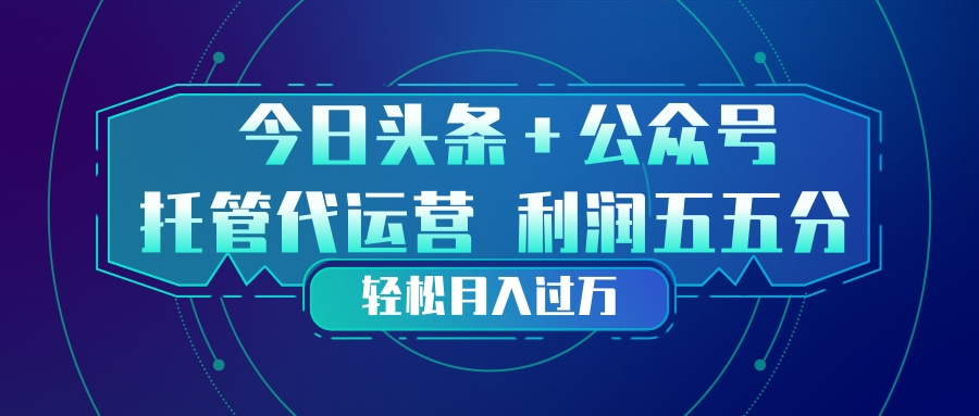 头条加公众号 托管代运营 利润分成模式 轻松月入过万-月亮湾网创资源站