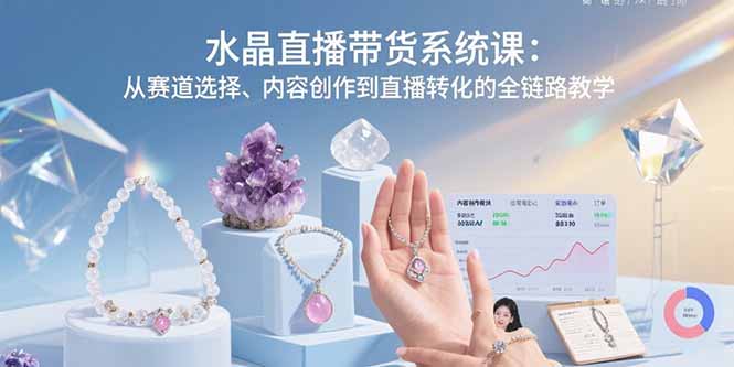 水晶直播带货系统课：从赛道选择、内容创作到直播转化的全链路教学-月亮湾网创资源站