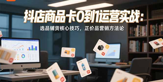 抖店商品卡0到1运营实战：选品铺货核心技巧，正价品营销方法论-月亮湾网创资源站