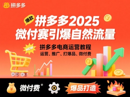 拼多多2025微付赛引爆自然流量，拼多多电商运营教程，运营、推广、打爆品、微付费-月亮湾网创资源站