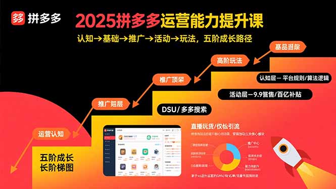 2025拼多多运营能力提升课：认知→基础→推广→活动→玩法，五阶成长路径-月亮湾网创资源站