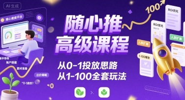 随心推高级课程，从0-1投放思路，也有从1-100的全套玩法-月亮湾网创资源站