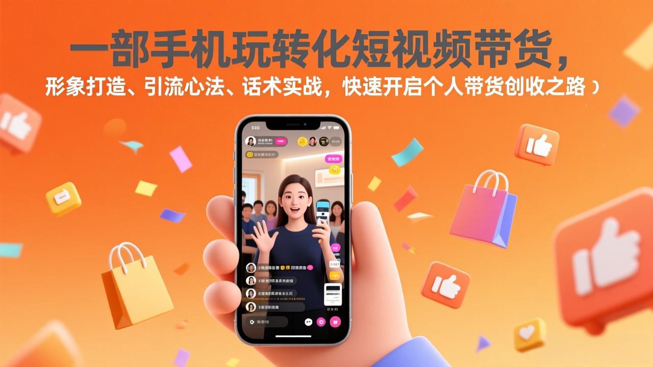 一部手机玩转化短视频带货，形象打造、引流心法、话术实战，快速开启个人带货创收之路-月亮湾网创资源站