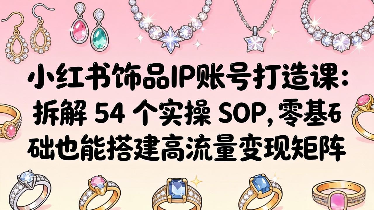 小红书饰品IP账号打造课：拆解 54 个实操 SOP，零基础也能搭建高流量变现矩阵-月亮湾网创资源站