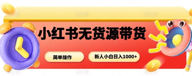 小红书无货源带货项目，简单无脑，新人小白日入多张-月亮湾网创资源站