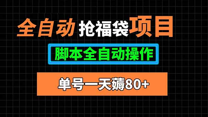全自动抢福袋项目，单号一天80+脚本全自动操作-月亮湾网创资源站
