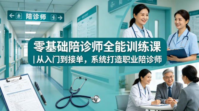 零基础陪诊师全能训练课｜从入门到接单，系统打造职业陪诊师-月亮湾网创资源站