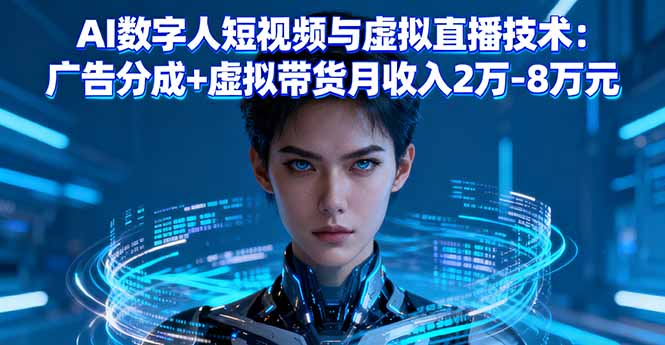AI数字人短视频与虚拟直播技术：广告分成+虚拟带货月收入2万-8万元-月亮湾网创资源站