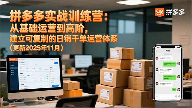 拼多多实战训练营：从基础运营到高阶，建立可复制的日销千单运营体系(更新11月-月亮湾网创资源站