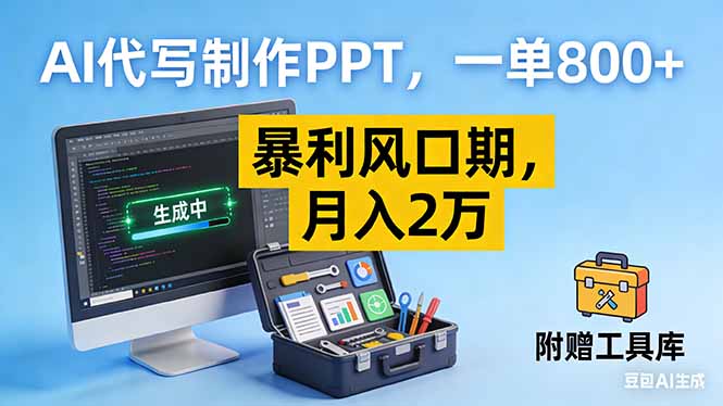 AI代写制作PPT，一单800+， 暴利风口期，月入2万【附工具】-月亮湾网创资源站