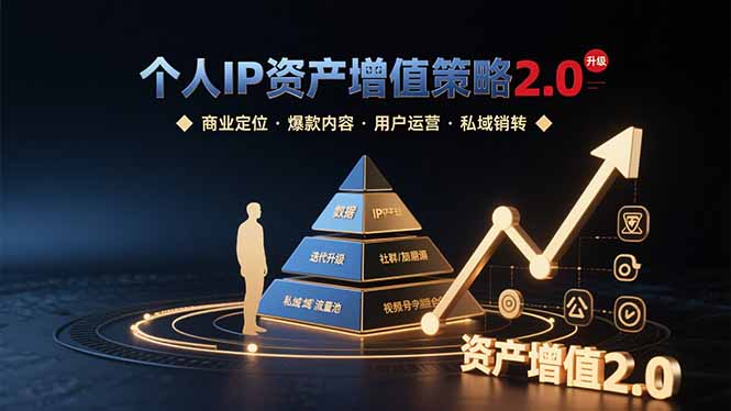 个人IP资产增值策略2.0 拆解商业定位/爆款内容/用户运营/私域销转四大模块-月亮湾网创资源站