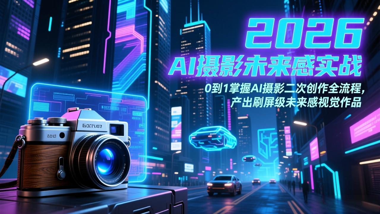 2026 AI摄影未来感实战：0到1掌握AI摄影二次创作全流程，产出刷屏级未来感视觉作品-月亮湾网创资源站