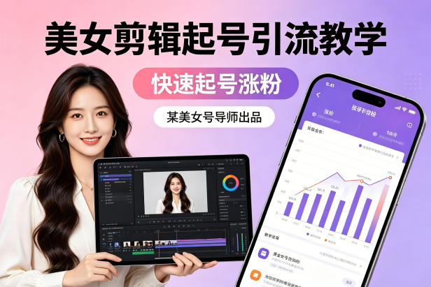 某美女号导师出品：美女剪辑起号引流教学，快速起号涨粉-月亮湾网创资源站