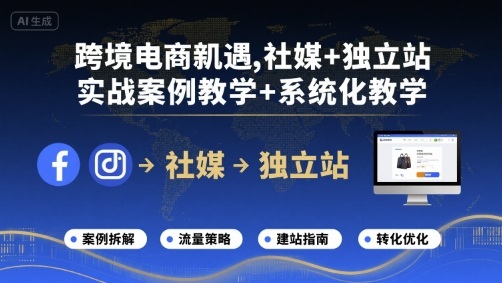 跨境电商新机遇，社媒+独立站，实战案例教学+系统化教学-月亮湾网创资源站